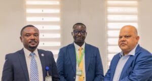 DVLA Ultra Centre Brings Services to Abbosey Okai Area Caption: Foster Akwasi Asante, Esq., Deputy Chief Executive of DVLA( Left); Matthew Mensah Nsowah Officer in charge DVLA Ultra Center, Ring Road West, Accra ( Adjacent STC); and Mr. Alok Singhal, Head- Sub-Saharan Africa, VFS Global ( right)