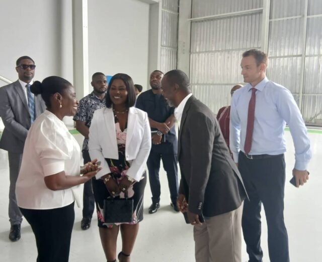 Cessna Madam Dorcas Affo-Toffey, the Deputy Minister of Transport (Middle) in a chat with Essie Anno Sackey, the Director of Finance and Administration at Century Aviation (Left); Mr. Guy Thierry, Business Development and Promotions Manager- 3AMS-CELMS (right) ; and Robert Prentice, the Vice President of Africair, Inc., the representative for Cessna, (2nd right)